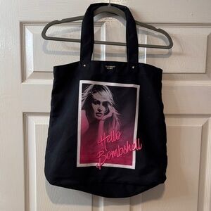 Victoria Secret Black and Pink Hello Graphic Tote Bag Like New
